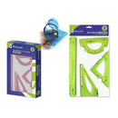 Bismark Pack de 4 Reglas Flexibles - Regla Recta - Transportador - Escuadra - Cartabon - Colores Surtidos