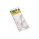 Faibo Pack de Reglas Escolares - Incluye Regla de 30cm, Escuadra de 30cm, Cartabon de 30cm y Semicirculo de 15cm - Presentacion en Bolsa Transparente - Color Transparente