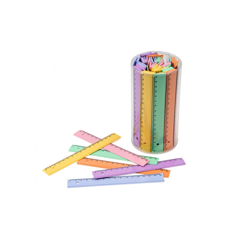 Faibo Bote de 100 Reglas de PVC de 16cm - Colores Pastel Surtidos