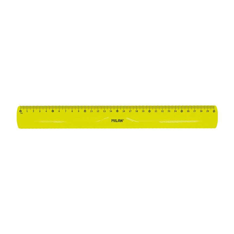 Milan Regla Flexible y Resistente - Longitud 30cm - Color Amarillo Translucido