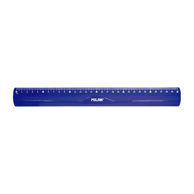 Milan Regla Flexible y Resistente - Longitud 30cm - Color Azul Translucido