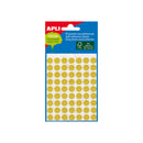 Apli Minibolsa de 288 Etiquetas Redondas Ø 8mm - 3 Hojas por 96 Etiquetas - Adhesivo Permanente - Color Amarillo