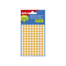 Apli Minibolsa de 288 Etiquetas Redondas Ø 8mm - 3 Hojas por 96 Etiquetas - Adhesivo Permanente - Color Naranja Fluor