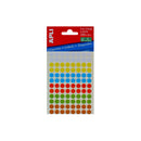 Apli Minibolsa de 288 Etiquetas Redondas Ø 8mm - 3 Hojas por 96 Etiquetas - Adhesivo Permanente - Colores Surtidos