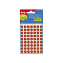 Apli Minibolsa de 315 Etiquetas Redondas Ø 10mm - 5 Hojas por 63 Etiquetas - Adhesivo Permanente - Color Rojo