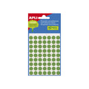 Apli Minibolsa de 315 Etiquetas Redondas Ø 10mm - 5 Hojas por 63 Etiquetas - Adhesivo Permanente - Color Verde