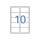 Apli Pack de 1.000 Etiquetas Rectangulares 99,1x57mm - 100 Hojas por 10 Etiquetas - Adhesivo Permanente - Cantos Romos - Color Blanco