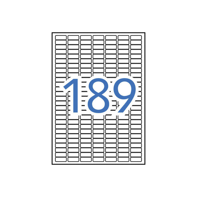 Apli Pack de 1.890 Etiquetas Rectangulares 25.4x10mm - 10 Hojas por 189 Etiquetas - Adhesivo Permanente - Cantos Romos - Aptas para Impresion Inkjet y Laser - Color Blanco