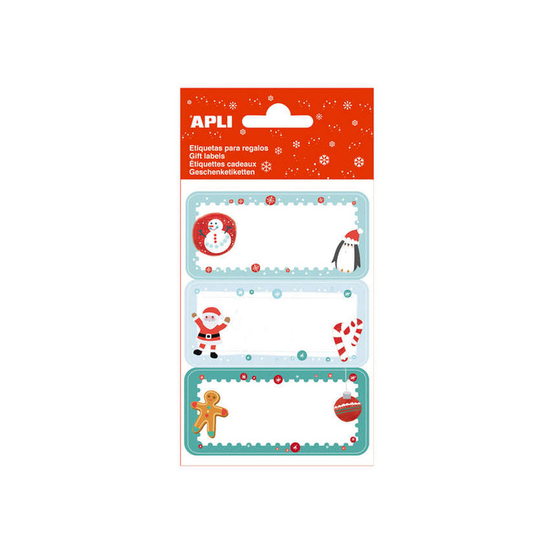 Apli Pack de 27 Etiquetas Adhesivas Navideñas para Regalos - Diseños Surtidos - Espacio para Escribir