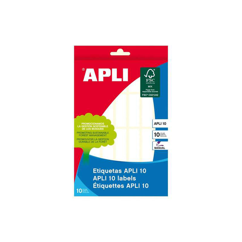 Apli Pack de 280 Etiquetas Permanentes 13x40mm - Aptas para Escritura Manual - Color Blanco