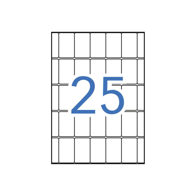 Apli Pack de 375 Etiquetas Rectangulares 25x40mm - 15 Hojas A5 por 25 Etiquetas - Adhesivo Permanente - Cantos Romos - Color Blanco