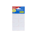 Apli Pack de 48 Etiquetas Rectangulares 25x40mm - 6 Hojas por 8 Etiquetas - Adhesivo Permanente - Cantos Romos - Aptas para Escritura Manual - Color Blanco