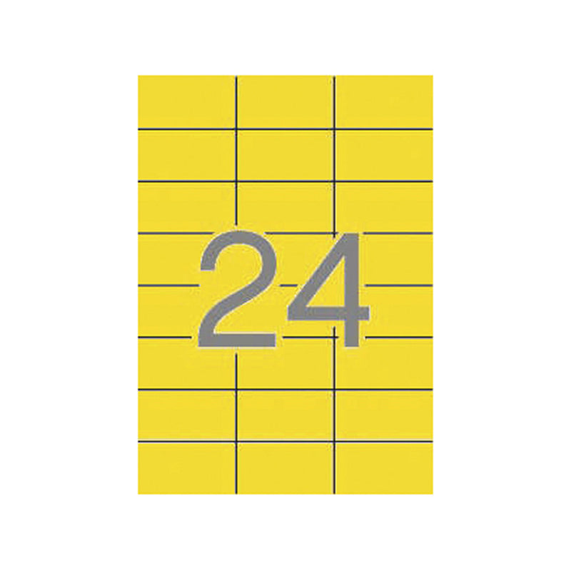 Apli Pack de 480 Etiquetas Rectangulares 70x37mm - 20 Hojas por 24 Etiquetas - Adhesivo Permanente - Cantos Rectos - Color Amarillo
