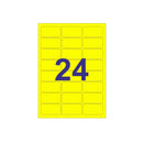 Apli Pack de 480 Etiquetas Rectangulares 64x33.9mm - 20 Hojas por 24 Etiquetas - Adhesivo Permanente - Cantos Romos - Color Amarillo Fluorescente
