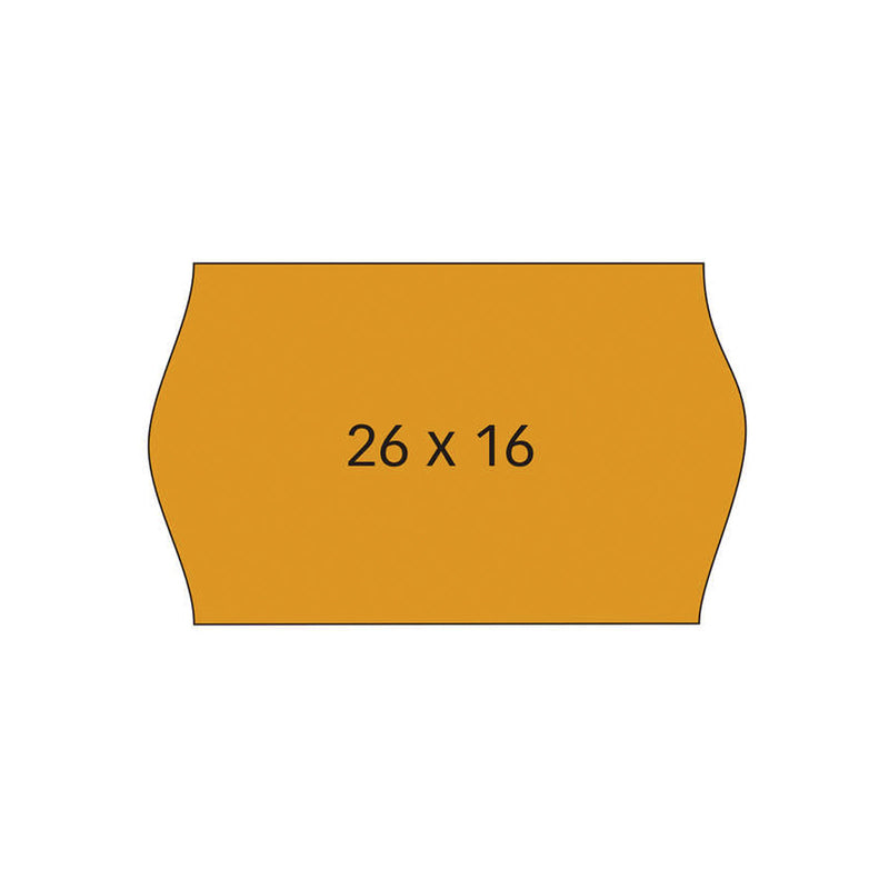 Apli Pack de 6 Rollos de 1.000 Etiquetas por Rollo para Maquinas de Precios de 2 Lineas - Tamaño 26x16mm - Adhesivo Removible - Cantos Sinusoidales - Color Naranja