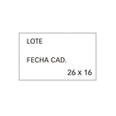 Apli Pack de 6 Rollos x 1.000 Etiquetas Blancas Removibles 26x16mm para Etiquetadoras de Precios de 2 Lineas - Preimpresas con "Lote" y "Fecha Cad" - Compatibles con Modelos 101419 y 102365