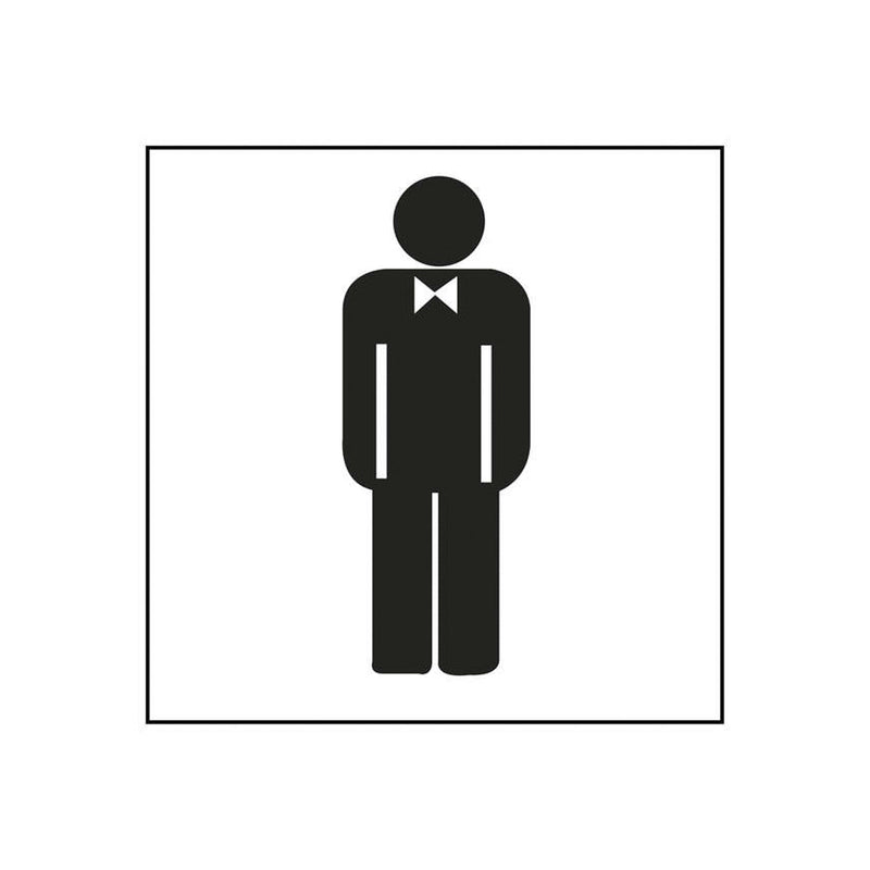 Apli Pegatina en PVC para Señalizacion de Lavabo Caballeros - Medidas 114x114mm - Adhesivo Permanente - Dibujo Negro sobre Fondo Blanco