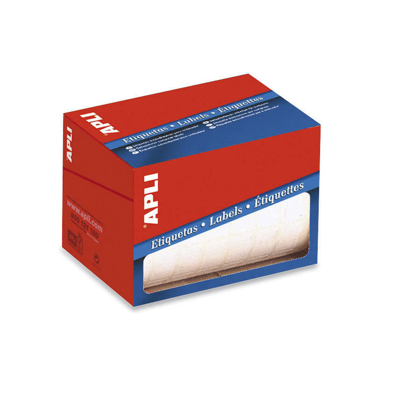 Apli Rollo de 400 Etiquetas 38x102mm - Adhesivo Permanente - Cantos Romos - Color Blanco