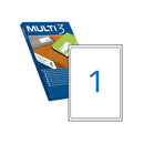 Multi3 Pack de 100 Etiquetas Blancas Cantos Romos Tamaño 199.6X289.1mm con Adhesivo Permanente para Multiples Usos