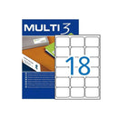 Multi3 Pack de 1800 Etiquetas Blancas Tamaño 63,5x46,6mm - Cantos Romos - Aptas para Imprimir