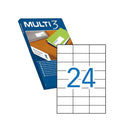 Multi3 Pack de 2.400 Etiquetas Blancas Cantos Rectos Tamaño 70X37mm con Adhesivo Permanente para Multiples Usos