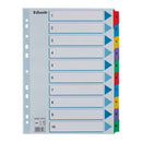 Esselte Indice de Carton con Pestañas Reforzadas - A4 - Numeradas 1-10 - Multicolor