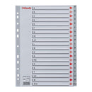 Esselte Indice Abecedario de Plastico con Caratula A4 - Tipo A-Z - Cartulina Indice: Carton Gris - Material PP - Tamaño A4 - Multitaladro - Presentacion en Bolsa Individual - Color Gris