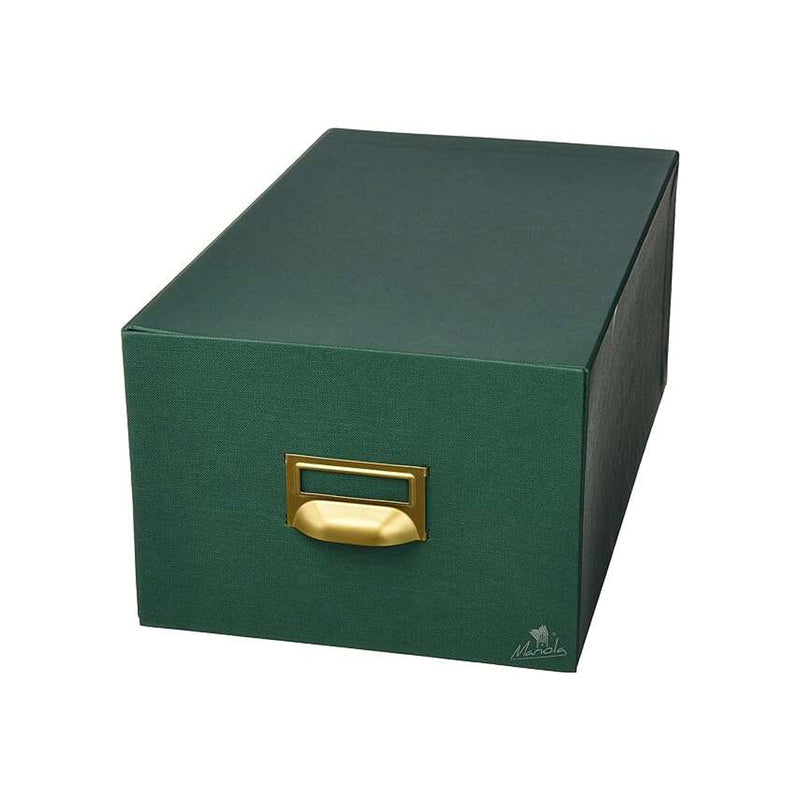 Mariola Fichero Carton Forrado en Geltex Nº5 para 500 Fichas - Medidas 250x190x250mm - Resistente y Duradero - Color Verde