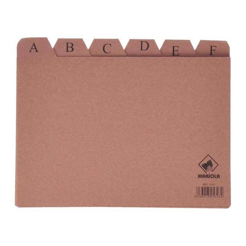 Mariola Indice A-Z Nº5 para Fichero - Medidas 215x160mm - Color Marron