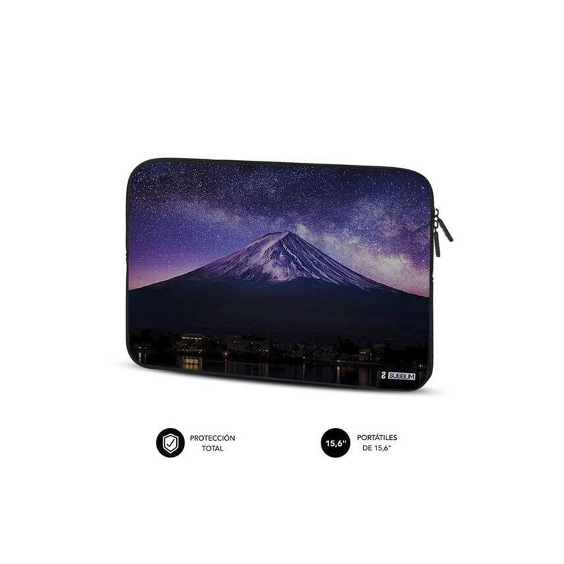 Subblim Funda Neopreno Trendy para Portatil 15.6" - Grosor 3Mm - Resistencia a Golpes - Diseño Mountain - Color Negro
