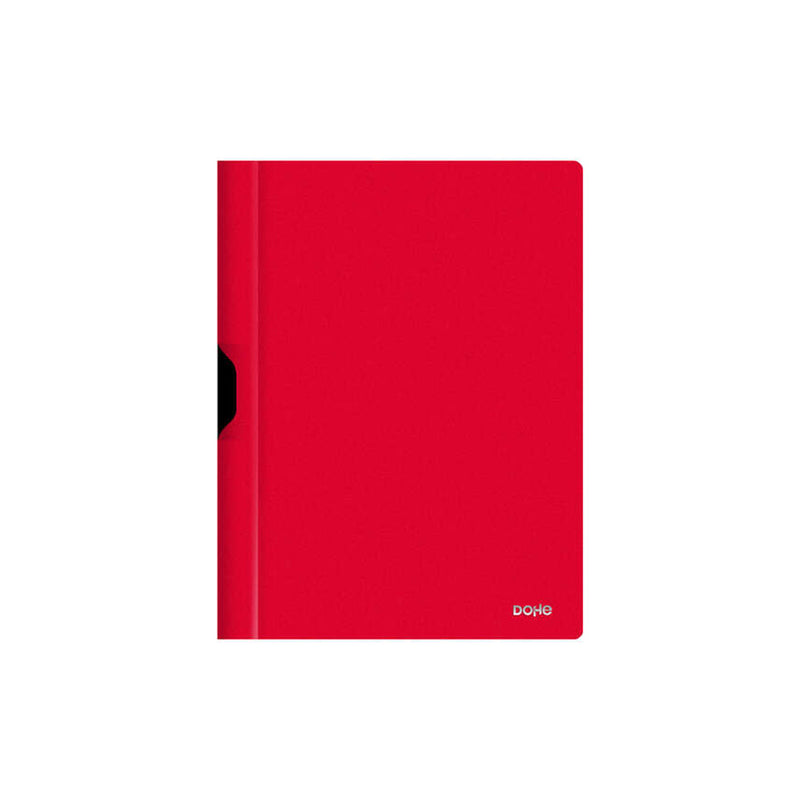 Dohe Dossier con Clip Metalico - Tamaño A4 - Fabricado en Polipropileno Opaco de 350 Micras - Color Rojo