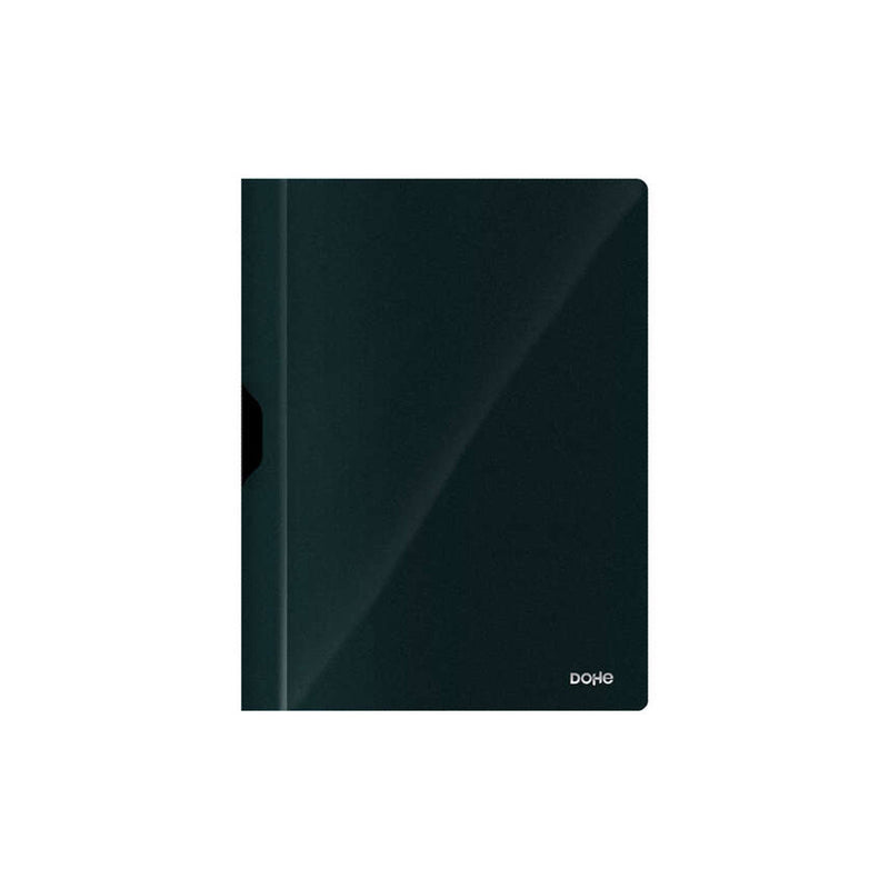Dohe Dossier con Clip Metalico - Tamaño A4 - Fabricado en Polipropileno Opaco de 350 Micras - Color Negro