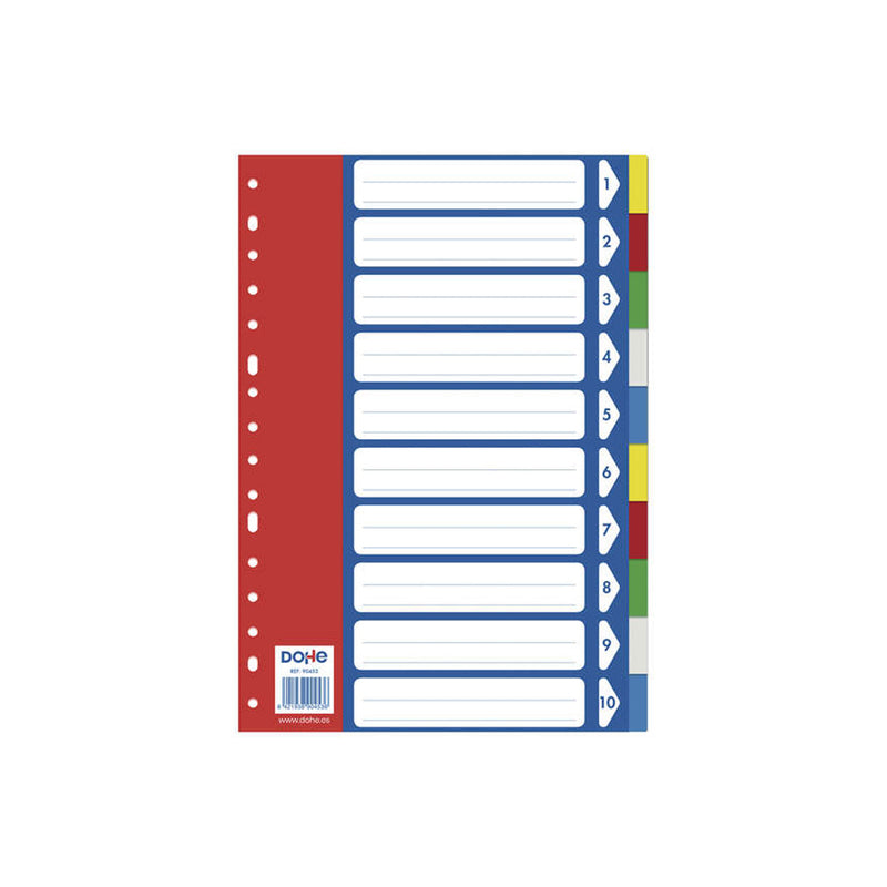 Dohe Separadores para Archivadores y Carpetas de Anillas - 120 Micras - Multitaladro de 16 Perforaciones - Bolsa Autoadhesiva Individual