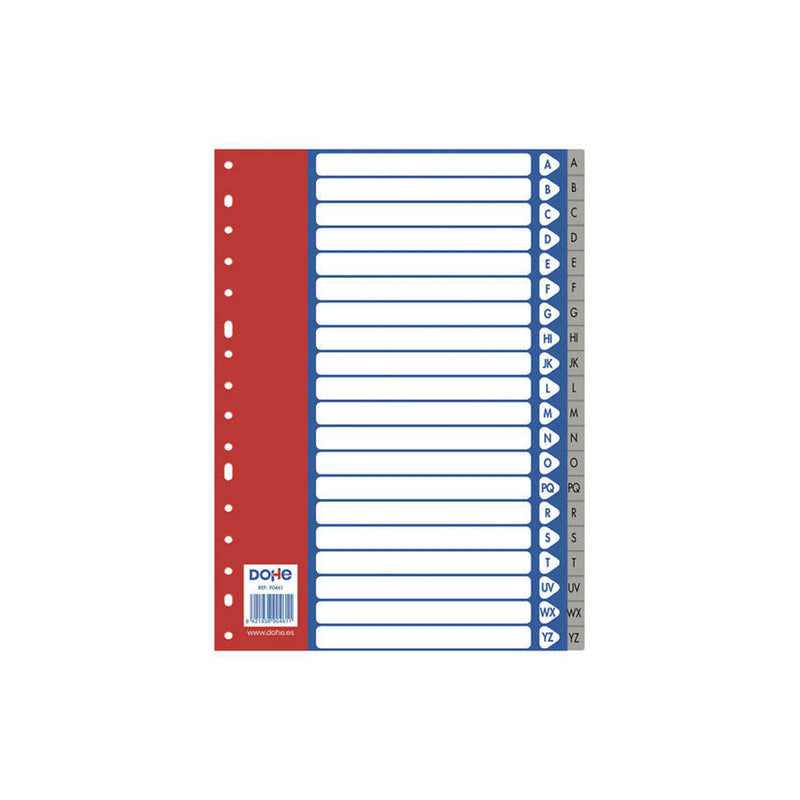 Dohe Separadores para Archivadores y Carpetas de Anillas A-Z 120 Micras Tamaño A4 - 20 Posiciones - Multitaladro de 16 Perforaciones