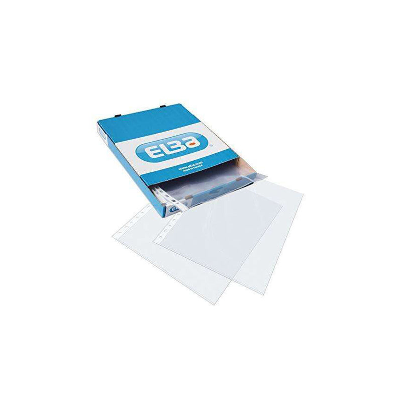 Elba Pack de 100 Fundas Multitaladro PP 90 Micras - Tamaño Folio - Acabado Piel Naranja - Transparente