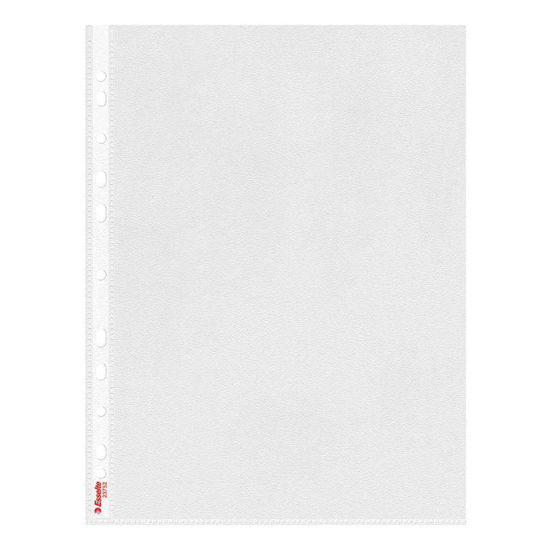 Esselte Pack de 100 Fundas Multitaladro A4 0,07mm - Abertura Superior - 11 Taladros - Acabado Rugoso Transparente