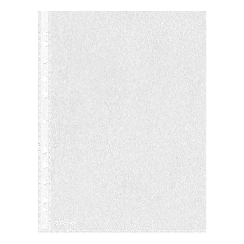 Esselte Eco Pack de 100 Fundas Multitaladro Portadocumentos A4 - Lamina de PP Reciclable Transparente de 0,05mm - Acabado Piel de Naranja - 11 Taladros