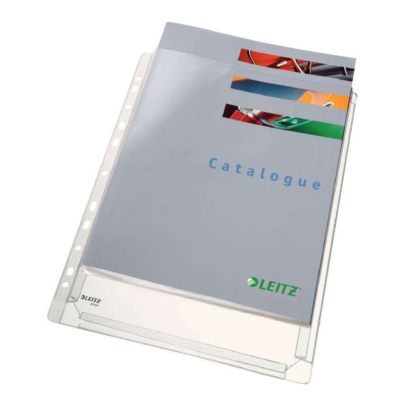 Leitz Pack de 5 Fundas Fuelle Estandar A4 PVC Liso Multitaladro-11 - Capacidad 200 Hojas - Transparente (170 Micras)
