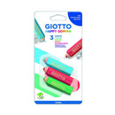 Giotto Happy Goma Pack de 3 Gomas de Borrar - Plastico - Colores Surtidos