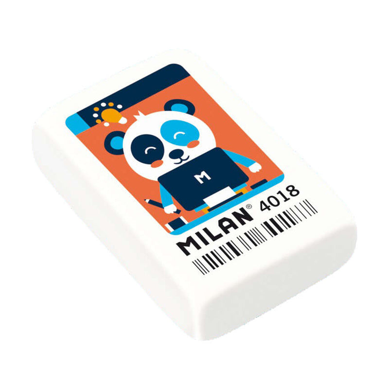 Milan 4018 Goma de Borrar Rectangular - Miga de Pan - Caucho Sintetico - Color Blanco - Dibujos Surtidos