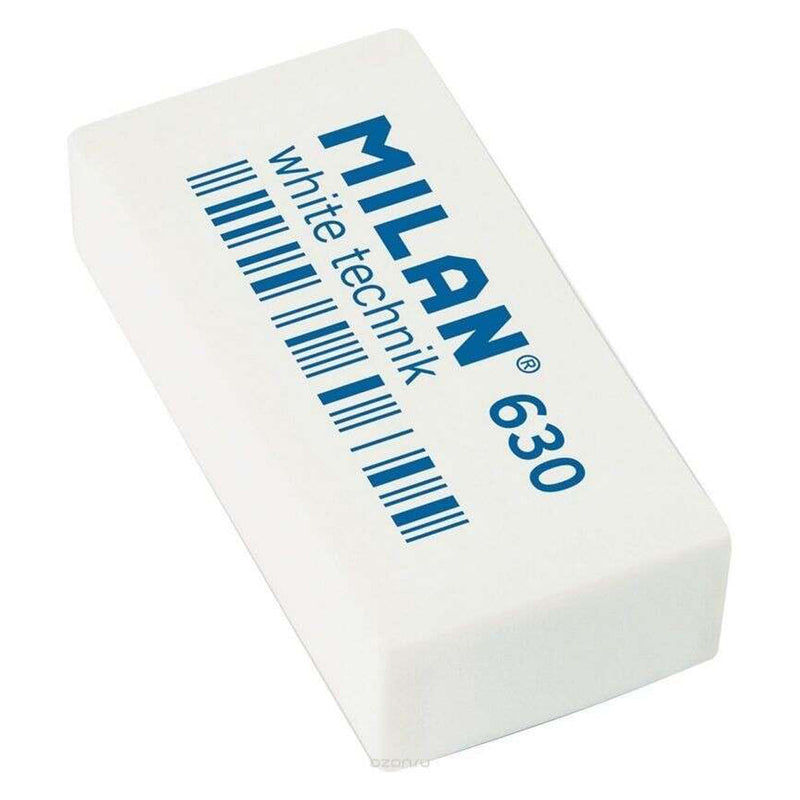Milan Nata 630 Goma de Borrar Tecnica - Rectangular - Plastico - Suave - Envuelta Individualmente - Color Blanco