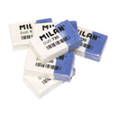 Milan Nata 730 Goma de Borrar Duo Rectangular - Plastico - Envuelta Individualmente - Color Blanco/Azul