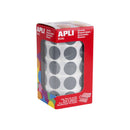 Apli Pack de 1770 Gomets Redondos Ø 20mm - 59 Hojas Pretroqueladas - Adhesivo Permanente - Ideal para Escuelas Infantiles y Colegios - Color Gris
