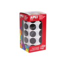 Apli Pack de 1.770 Gomets Redondos Ø 20mm - Adhesivo Permanente Base de Agua - Libre de Disolventes - Color Negro