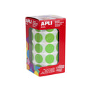 Apli Pack de 1.770 Gomets Redondos Ø 20mm - 59 Hojas Pretroqueladas - Adhesivo Permanente - Ideal para Escuelas Infantiles y Colegios - Color Verde Claro