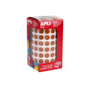 Apli Gomets Redondos Marron Ø 10.5mm - 59 Hojas Pretroqueladas - 5192 Gomets por Rollo - Ideal para Escuelas y Talleres Infantiles - Adhesivo Permanente Base Agua - Normas EN-71 y FSC