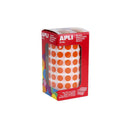 Apli Rollo de 5192 Gomets Redondos Naranjas - Tamaño Ø 10,5mm - 59 Hojas Pretroqueladas - Adhesivo Base Agua - Cumple Normas EN-71 y FSC