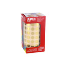 Apli Gomets Redondos de Ø 10.5mm en Oro Metalizado - 59 Hojas Pretroqueladas - 5192 Gomets por Rollo - Ideal para Actividades Infantiles - Cumple con Normas de Calidad y Seguridad