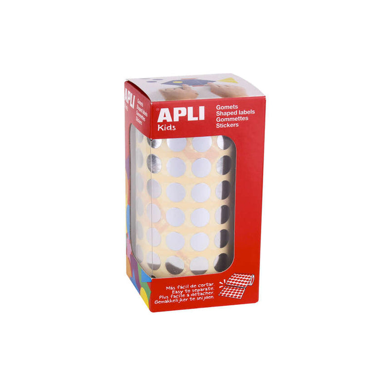 Apli Gomets Redondos Plata Metalizado - Ø 10.5mm - 5192 Unidades por Rollo - Desarrolla Habilidades y Capacidades en Niños