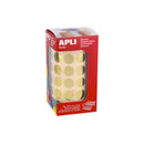 Apli Gomets Redondos Oro Metalizado - Ø 15mm - 2832 Gomets por Rollo - Adhesivo Permanente - Ideal para Escuelas y Talleres Infantiles